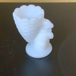 Easter bunny rabbit egg cup white satin glass Easter basket